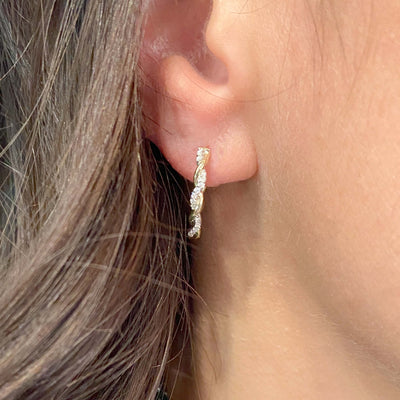 Marquis Diamond Huggies in White Gold