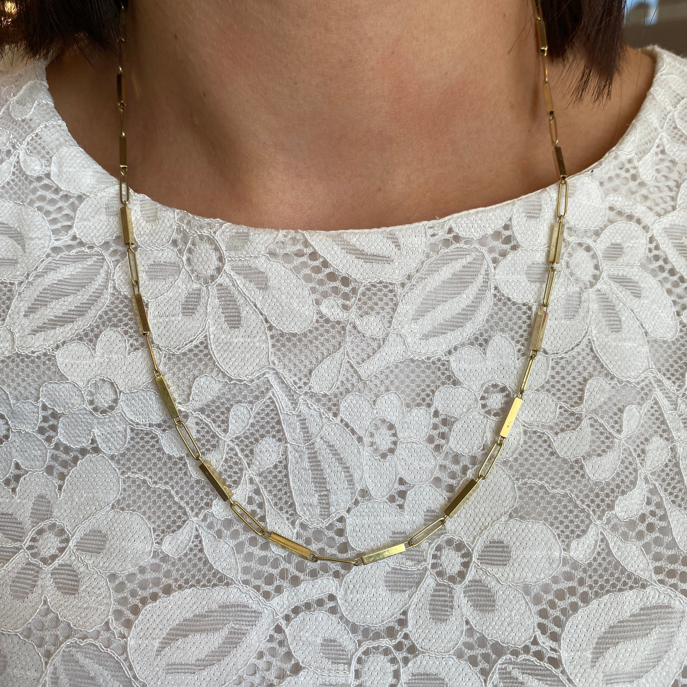 ESTATE Fancy Link Necklace in Yellow Gold