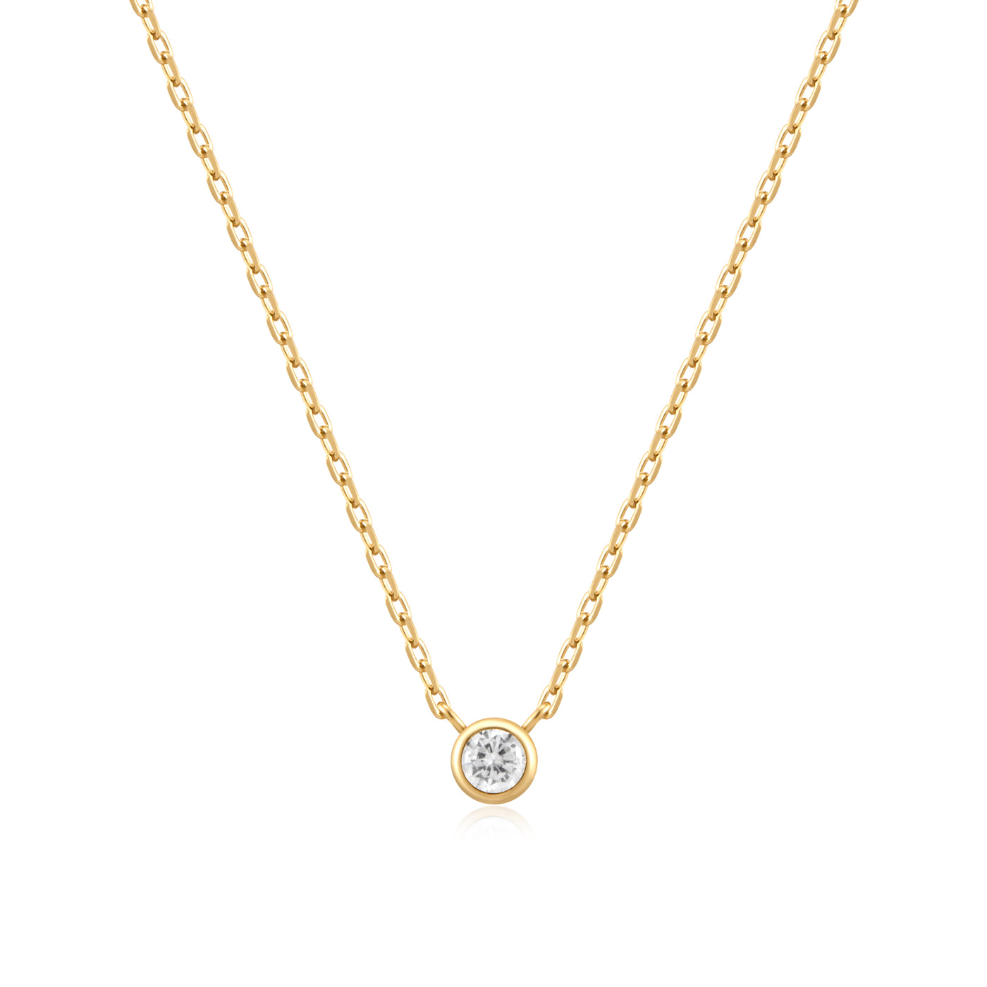CZ Bezel Set Solitaire Necklace in Yellow Gold by Ania Haie