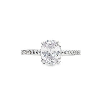 Oval Diamond Side Stone Engagement Ring in White Gold by Simon G