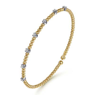 14K Yellow Gold Bujukan Diamond Beaded Bangle Bracelet by Gabriel & Co.