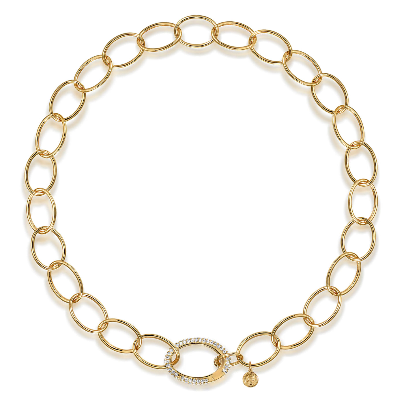 Diamond Oval Link Necklace in Yellow Gold by Gabriel & Co.
