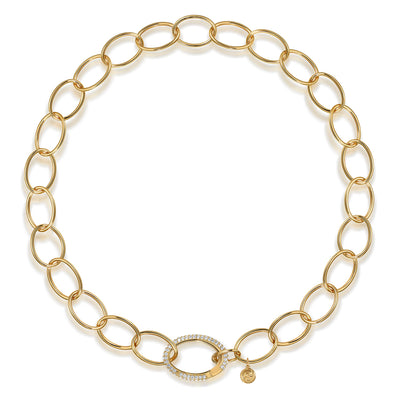 Diamond Oval Link Necklace in Yellow Gold by Gabriel & Co.