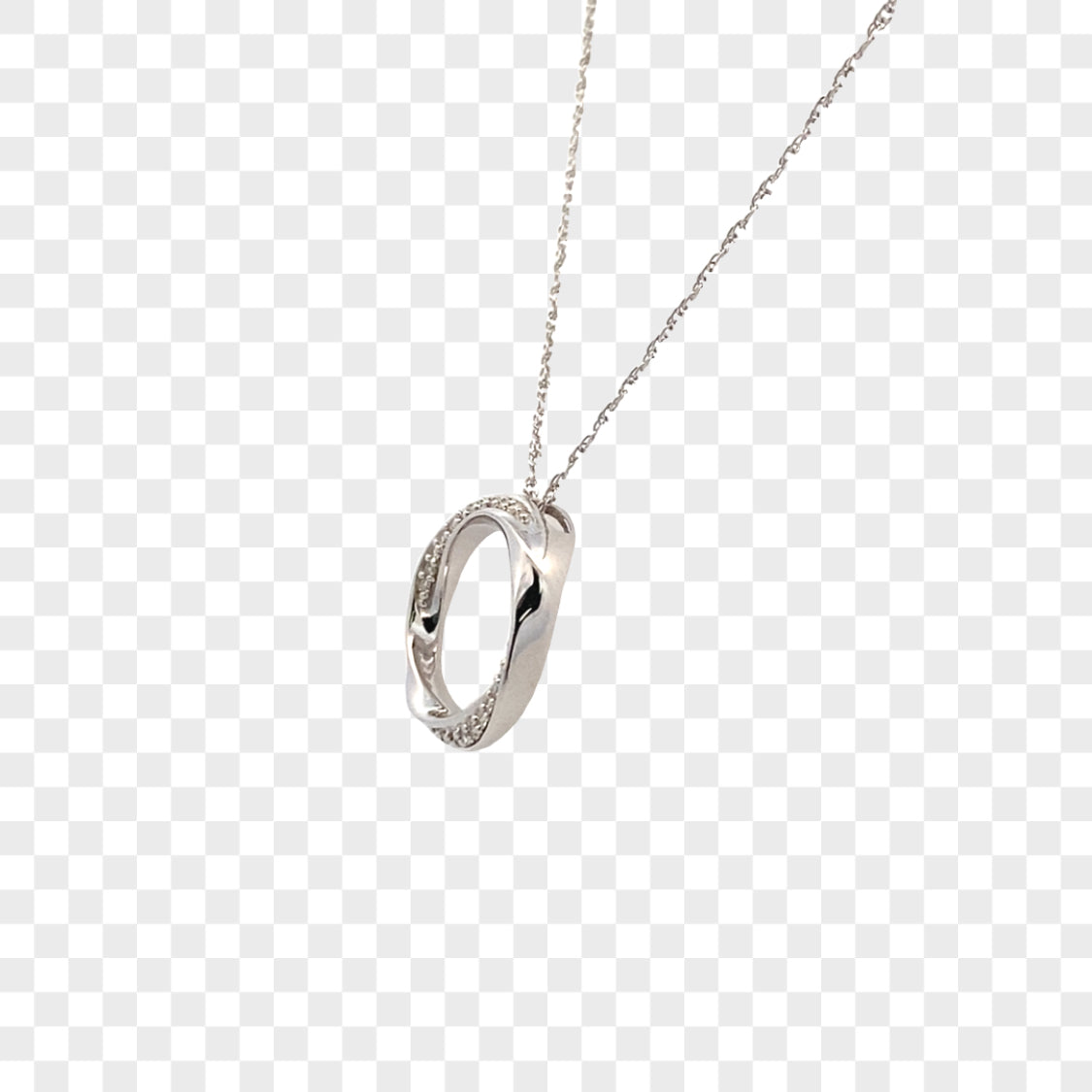 Sterling Silver Circle & Diamond Pendant PSD015-W