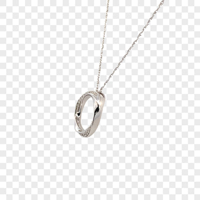 Sterling Silver Circle & Diamond Pendant PSD015-W