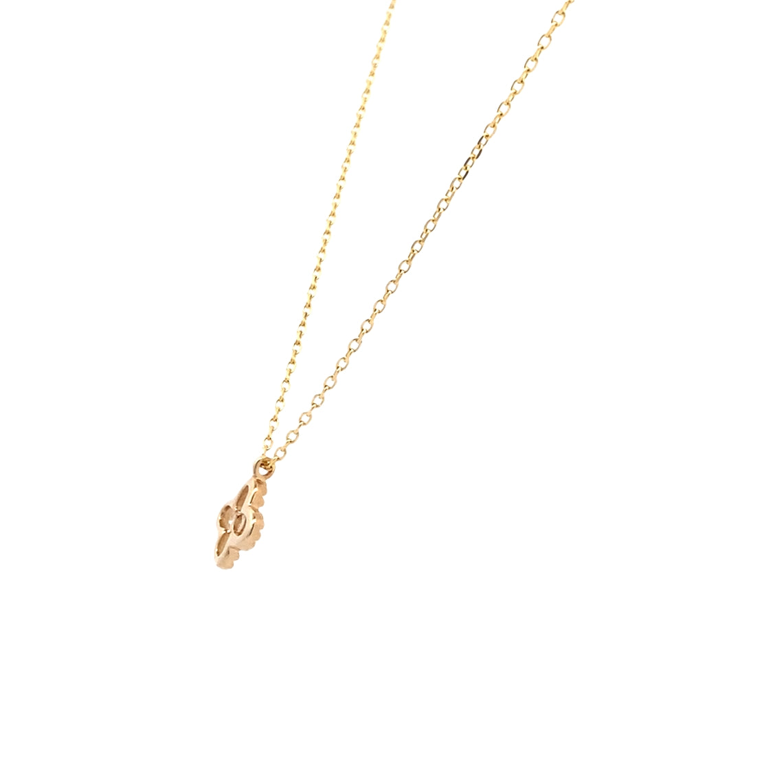 Delicate Diamond Clover Pendant in Yellow Gold with 18" Chain