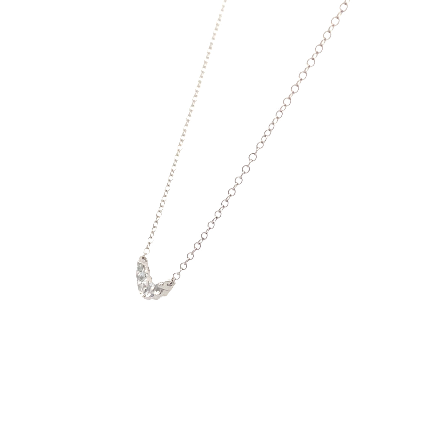 White Sapphire Curved Bar Necklace in White Gold by Gabriel & Co.