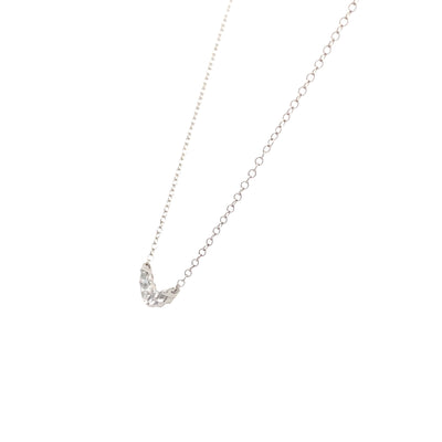 White Sapphire Curved Bar Necklace in White Gold by Gabriel & Co.