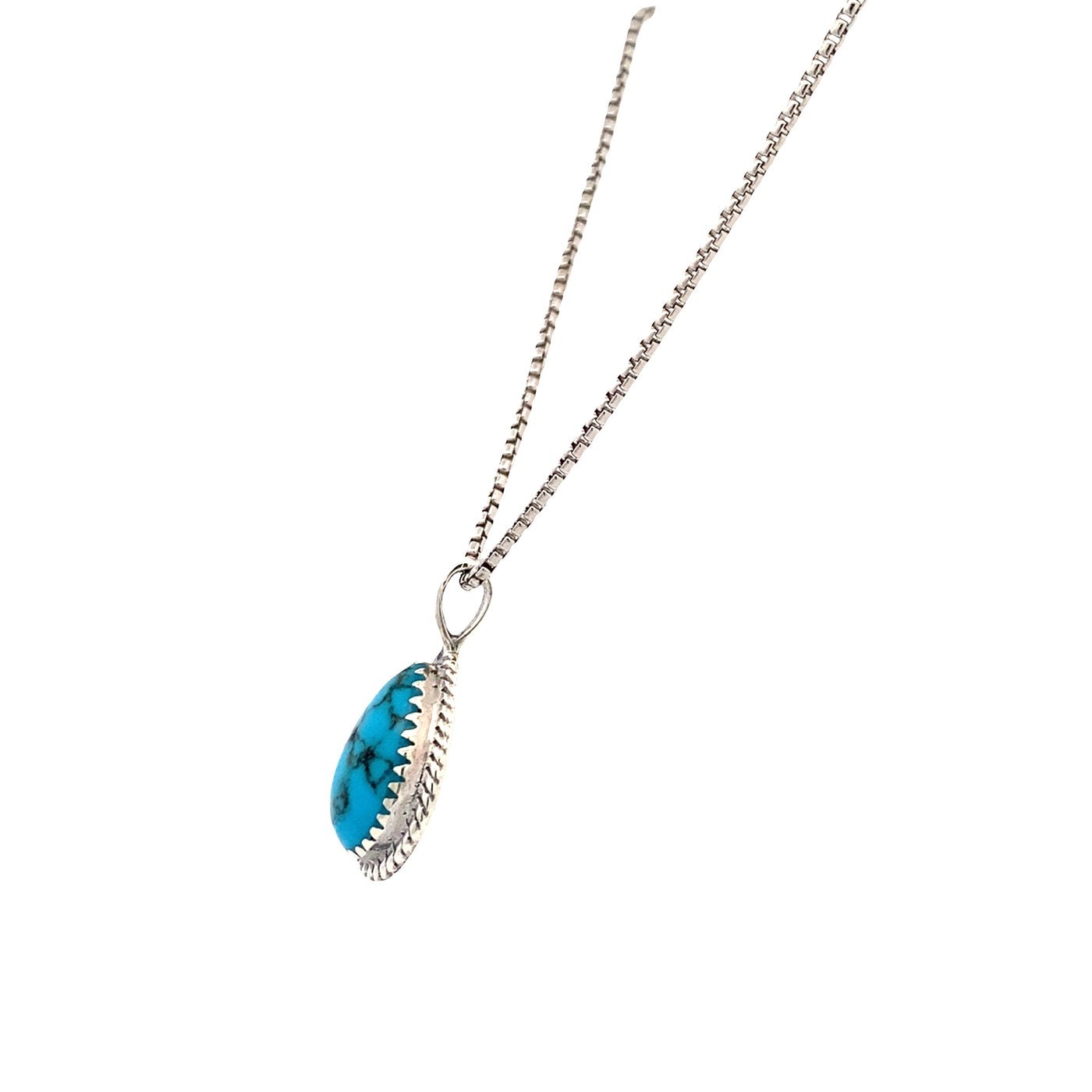Estate Drop Turquoise Pendant in Silver