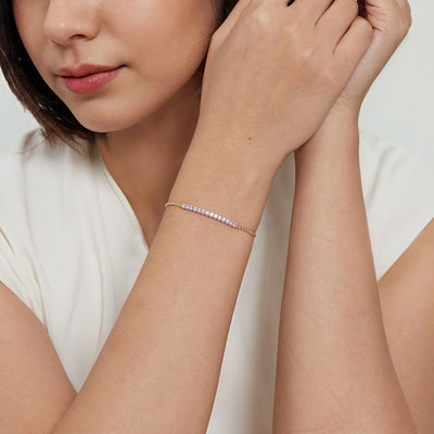 Diamond Bar Bracelet in Two-Tone Gold by Gabriel & Co.