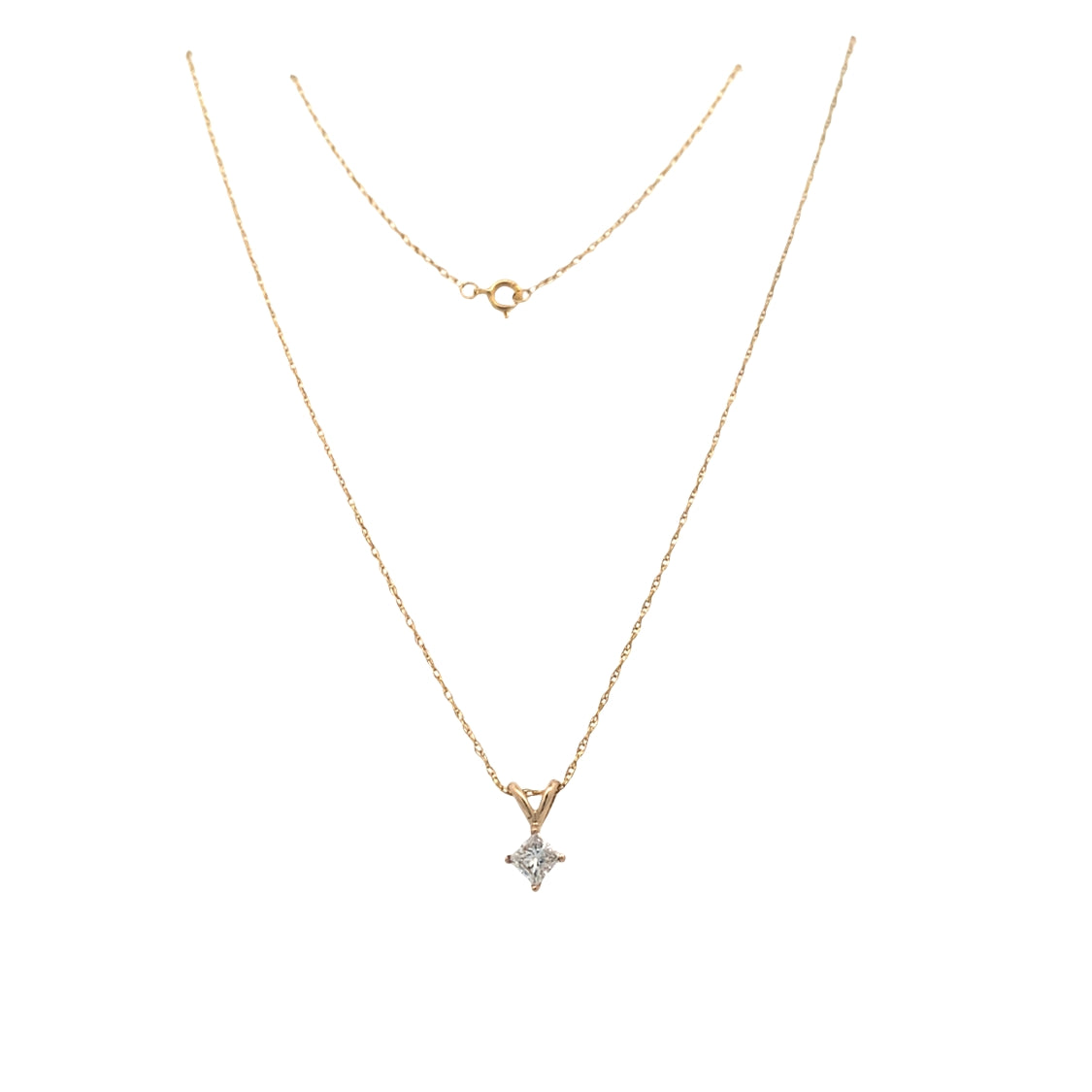 ESTATE Diamond Solitaire Pendant in Yellow Gold