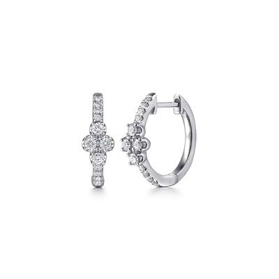 14K White Gold Diamond Cluster Hoop Earrings 0.25CTW by Gabriel & Co.