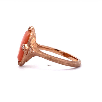Peach Coral Oval Shaped Ring in Rose Gold by Kabana
