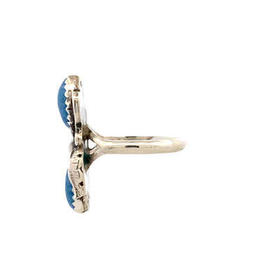 ESTATE Floral Turquoise RIng in Silver
