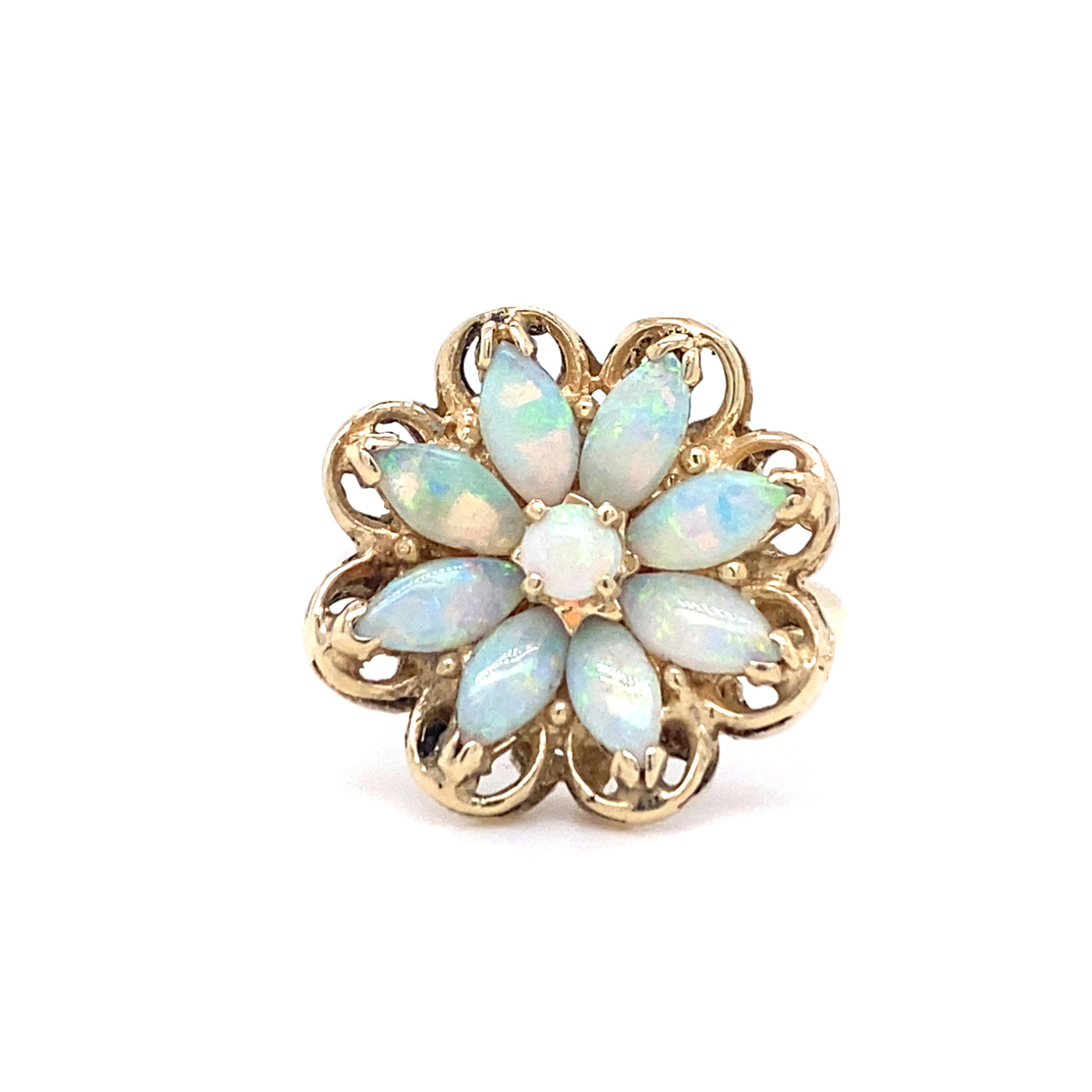 ESTATE Opal Floral Ring in Yellow Gold
