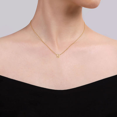 Initial “S” Link Necklace in Yellow Gold by Gabriel & Co.