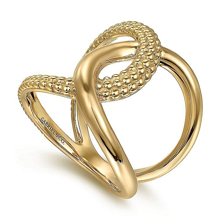 Bujukan Twisted Ring in Yellow Gold by Gabriel & Co.
