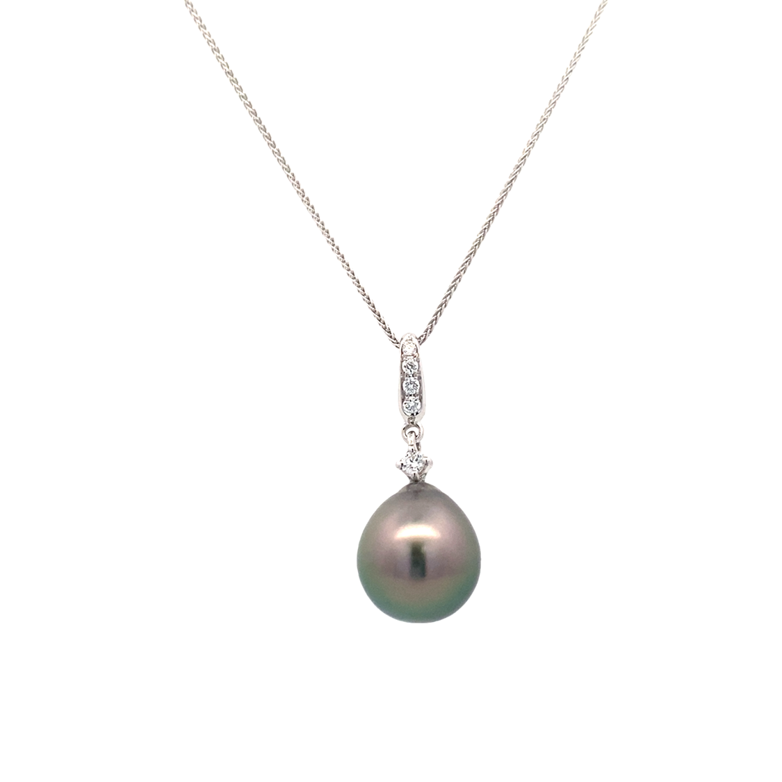 Tahitian Pearl Drop Pendant in White Gold