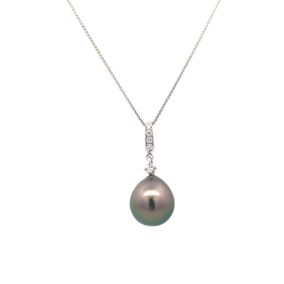 Tahitian Pearl Drop Pendant in White Gold