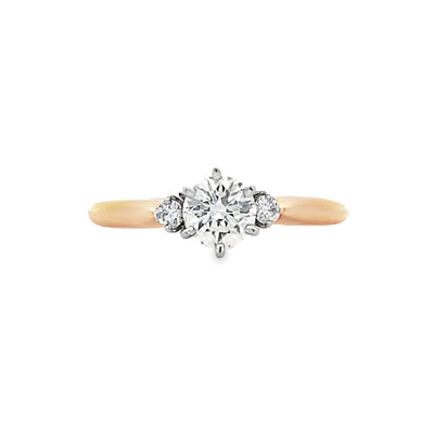 Round Diamond Three Stone Engagement Ring in Two-Tone Gold by B&C