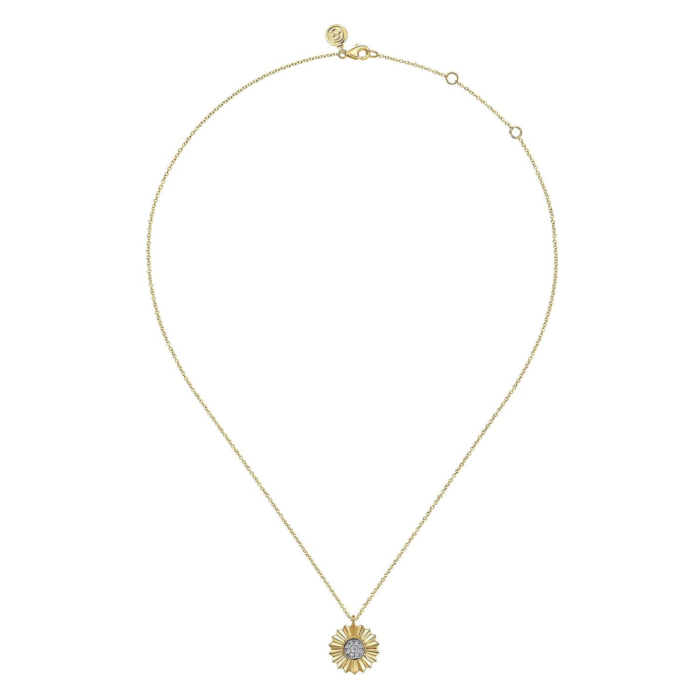 Diamond Floral Burst Pendant in Two-Tone Gold by Gabriel & Co.