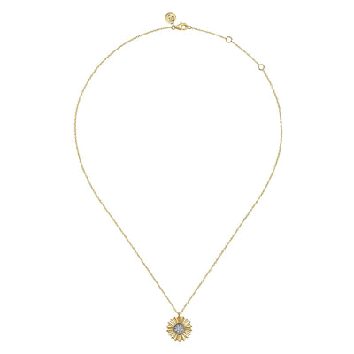 Diamond Floral Burst Pendant in Two-Tone Gold by Gabriel & Co.