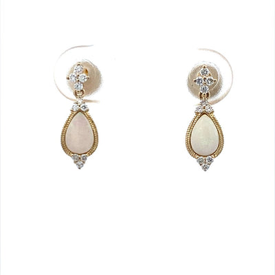 14 Karat Opal Drop Gemstone Earrings E4158