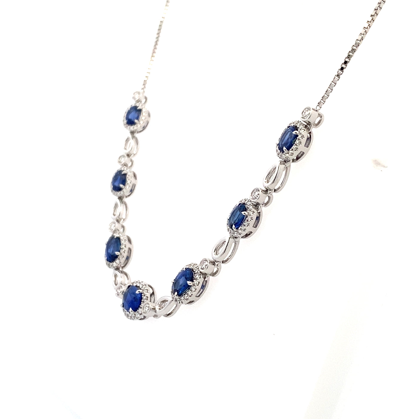 18K White Gold 4.03CTW Oval Sapphire and .85CTW Diamond Necklace by Simon G