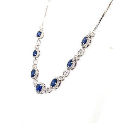 18K White Gold 4.03CTW Oval Sapphire and .85CTW Diamond Necklace by Simon G