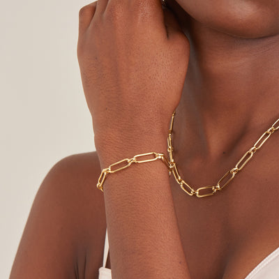 Chubby Chunky Chain Link Bracelet in Yellow GOld by Ania Haie