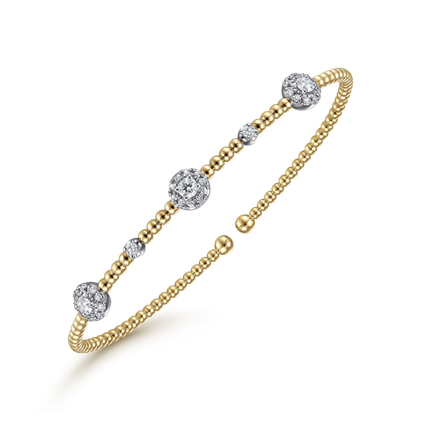 Diamond Station Bangle in Yellow Gold  by Gabriel & Co.