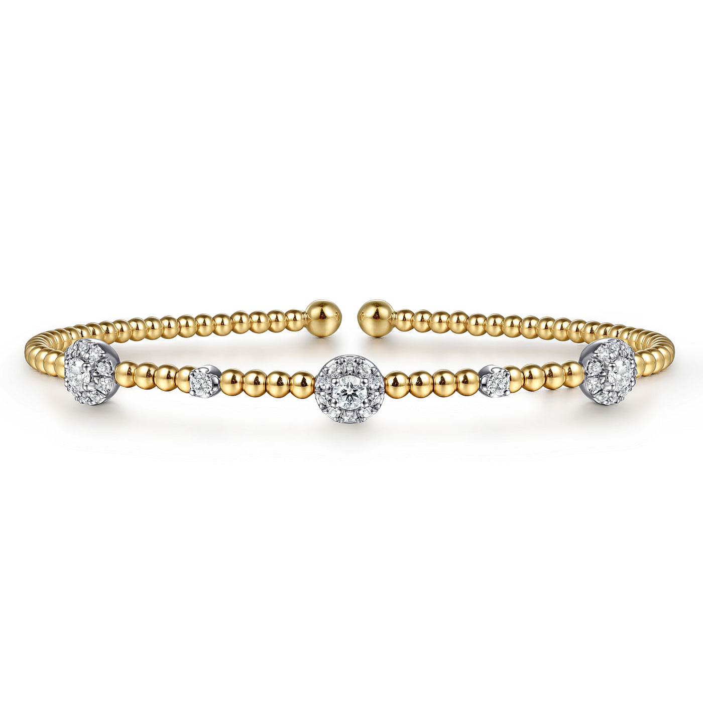 Diamond Station Bangle in Yellow Gold  by Gabriel & Co.