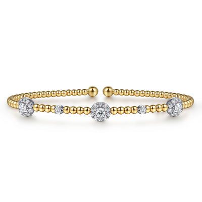 Diamond Station Bangle in Yellow Gold  by Gabriel & Co.