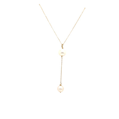 Cultured Pearl Y Necklace in Yellow Gold by B&C