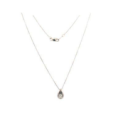 Diamond Teardrop Pendant in White Gold with 18" Chain