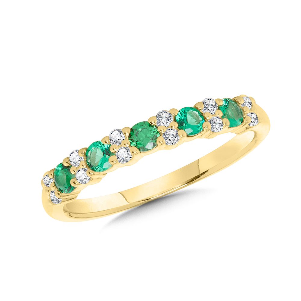 Yellow Gold Emerald and Diamond Ring