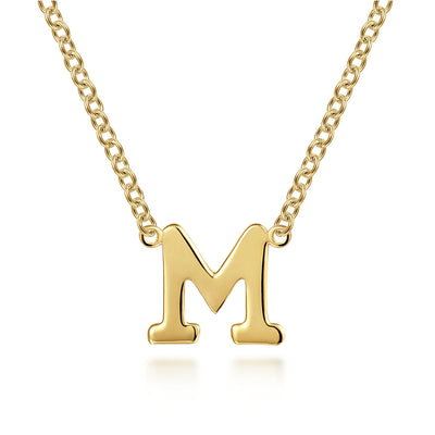Initial “M” Necklace in Yellow Gold by Gabriel & Co.