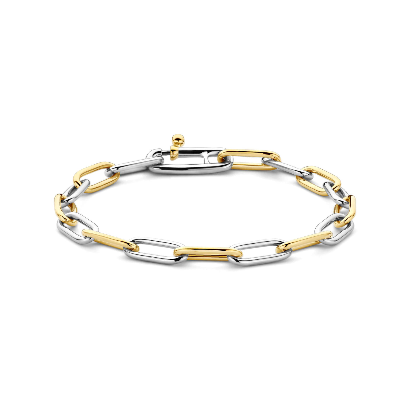 Link Bracelet in Two-Tone Sterling Silver with Gold Plating
