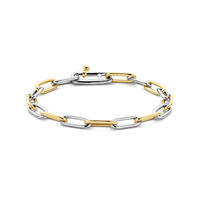 Link Bracelet in Two-Tone Sterling Silver with Gold Plating