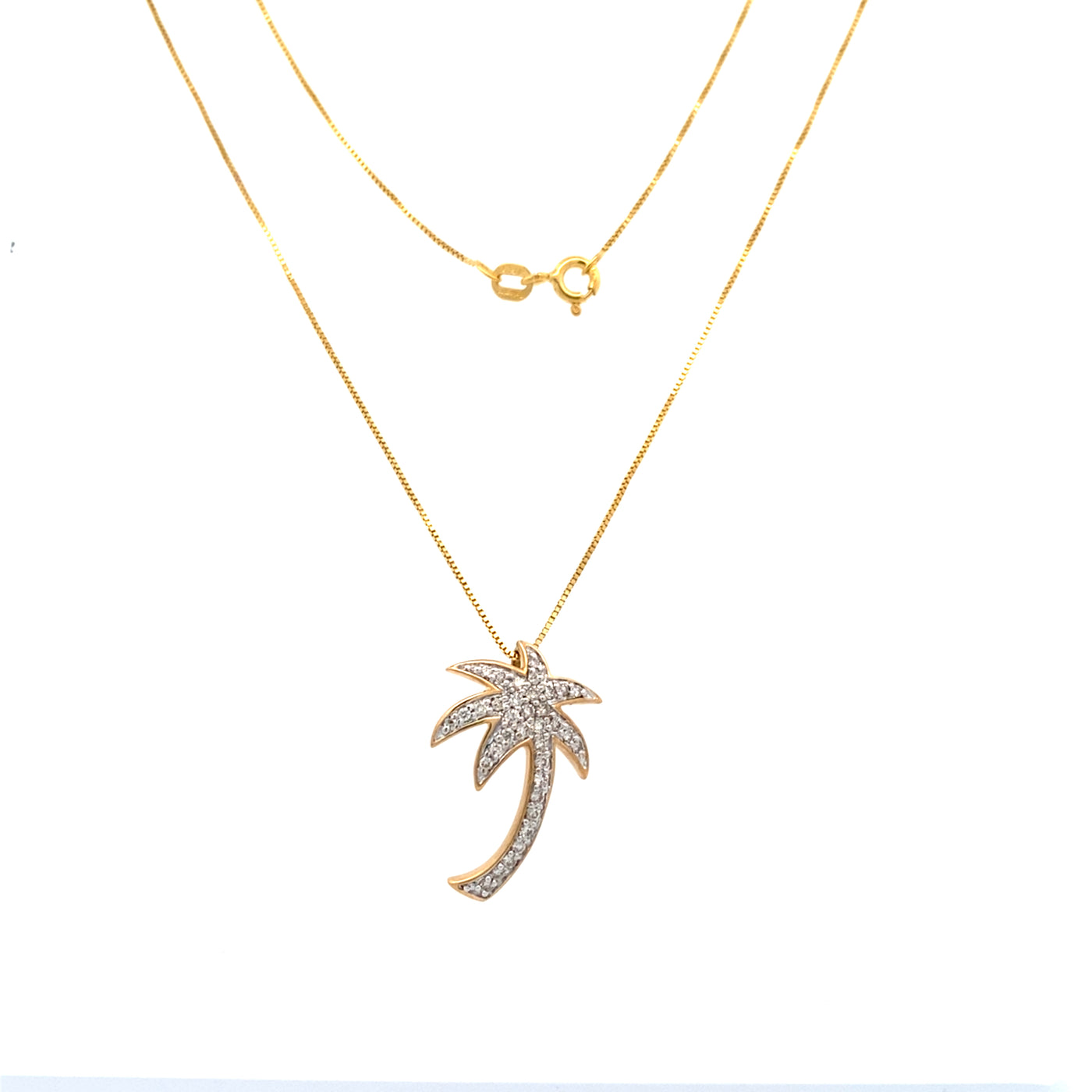 ESTATE Diamond Palm Tree Pendant in Yellow Gold