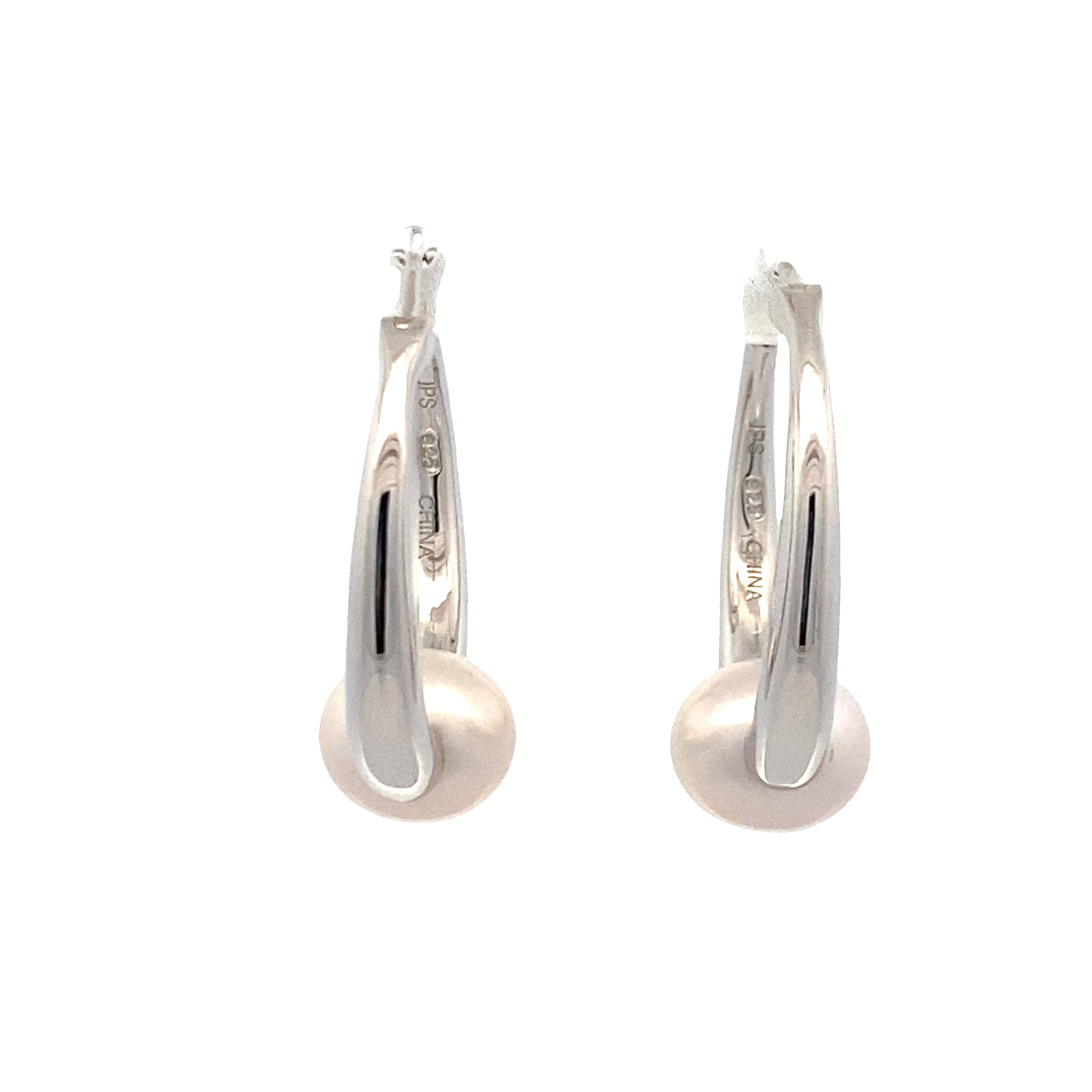 Pearl Hoops in Silver by Imperial Pearl