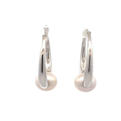 Pearl Hoops in Silver by Imperial Pearl