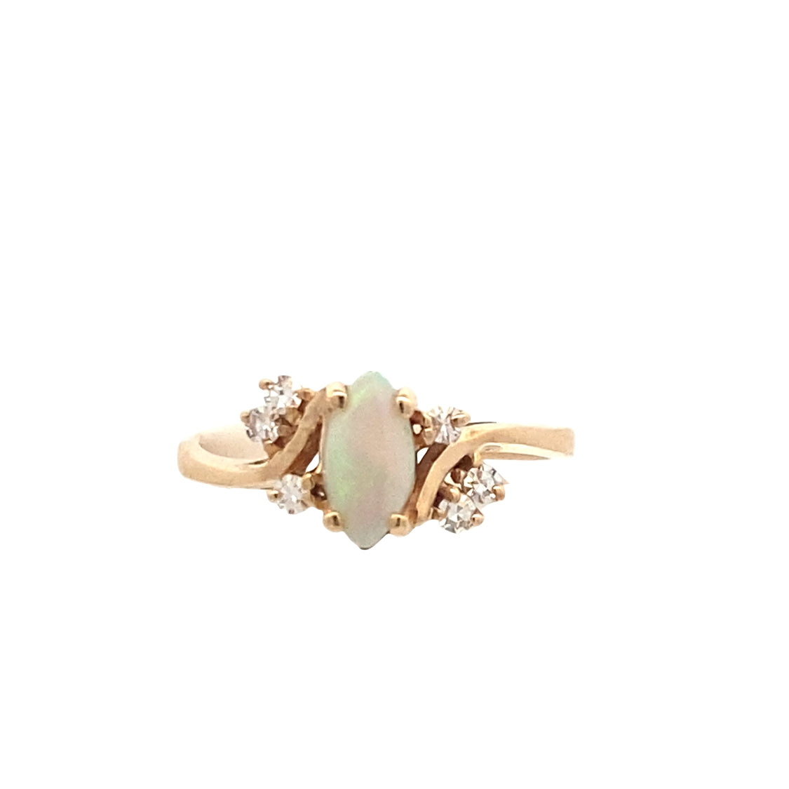 Estate Opal & Diamond Ring in 14K Yellow Gold, Size 6