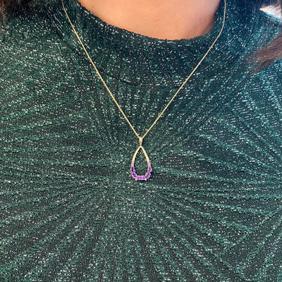 Amethyst and Diamond Pendant in Yellow Gold