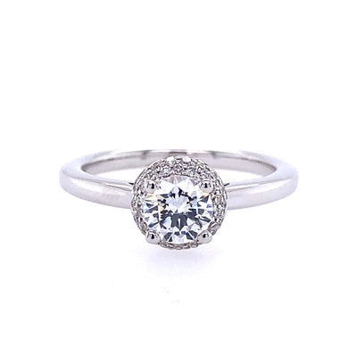 Round Diamond Halo Engagement Ring in White Gold