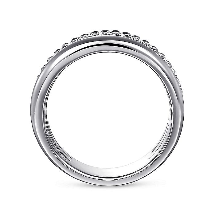 White Sapphire Bujukan Band in Silver by Gabriel & Co.