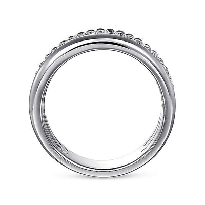 White Sapphire Bujukan Band in Silver by Gabriel & Co.