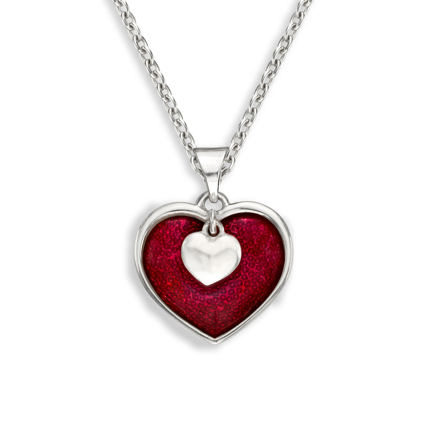 Nicole Barr S/S Red Moving Heart Pendant On Chain NN0467A