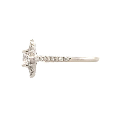 1.5ct Round Engagement Ring with Baguette Halo in White Gold by Fana