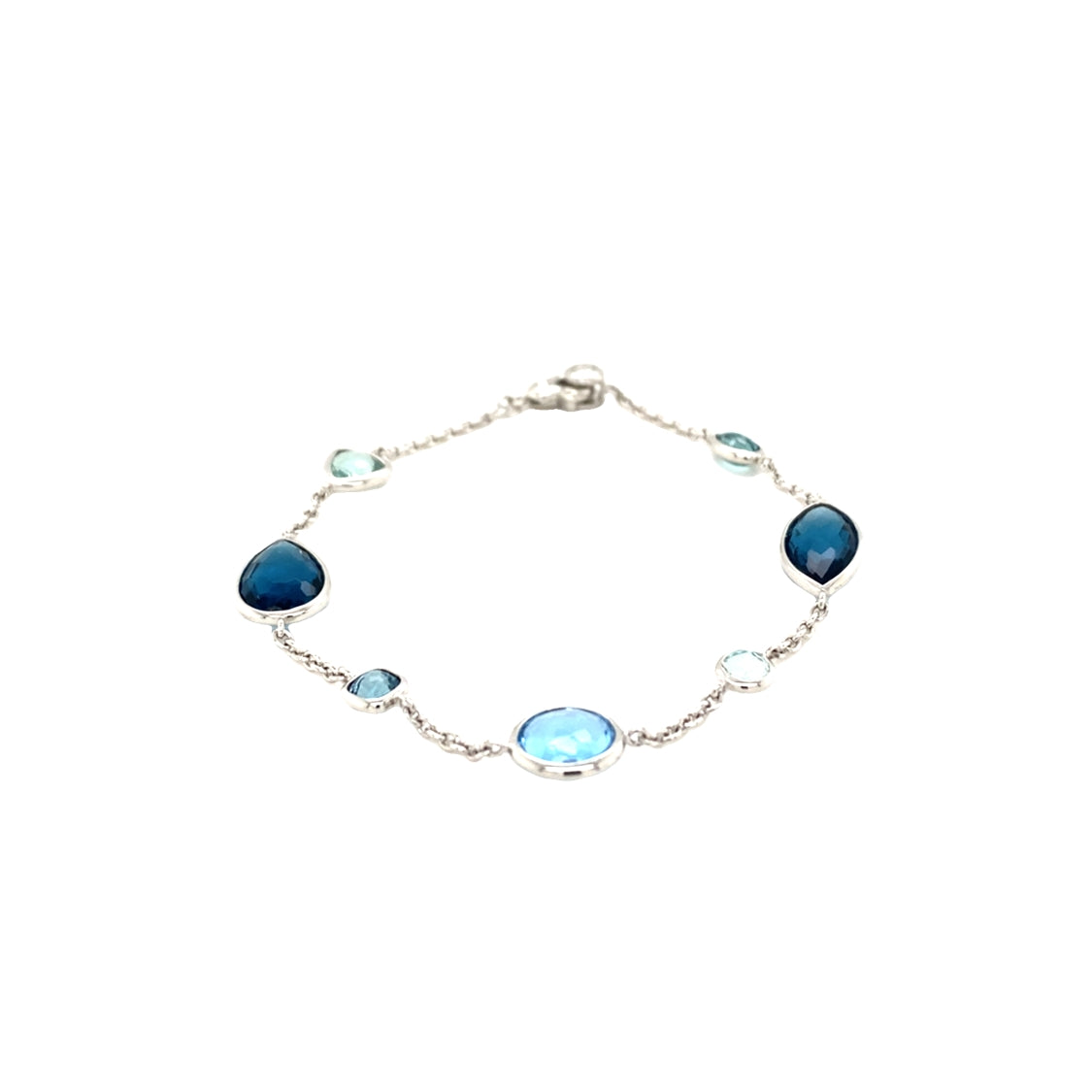 Station Bracelet with multi shapes and shades of Blue Gemstones in SIlver by Ti Senti Milano